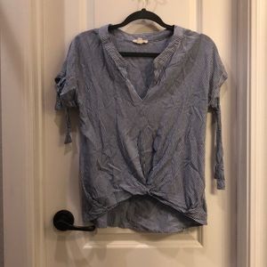 Blue and white striped top